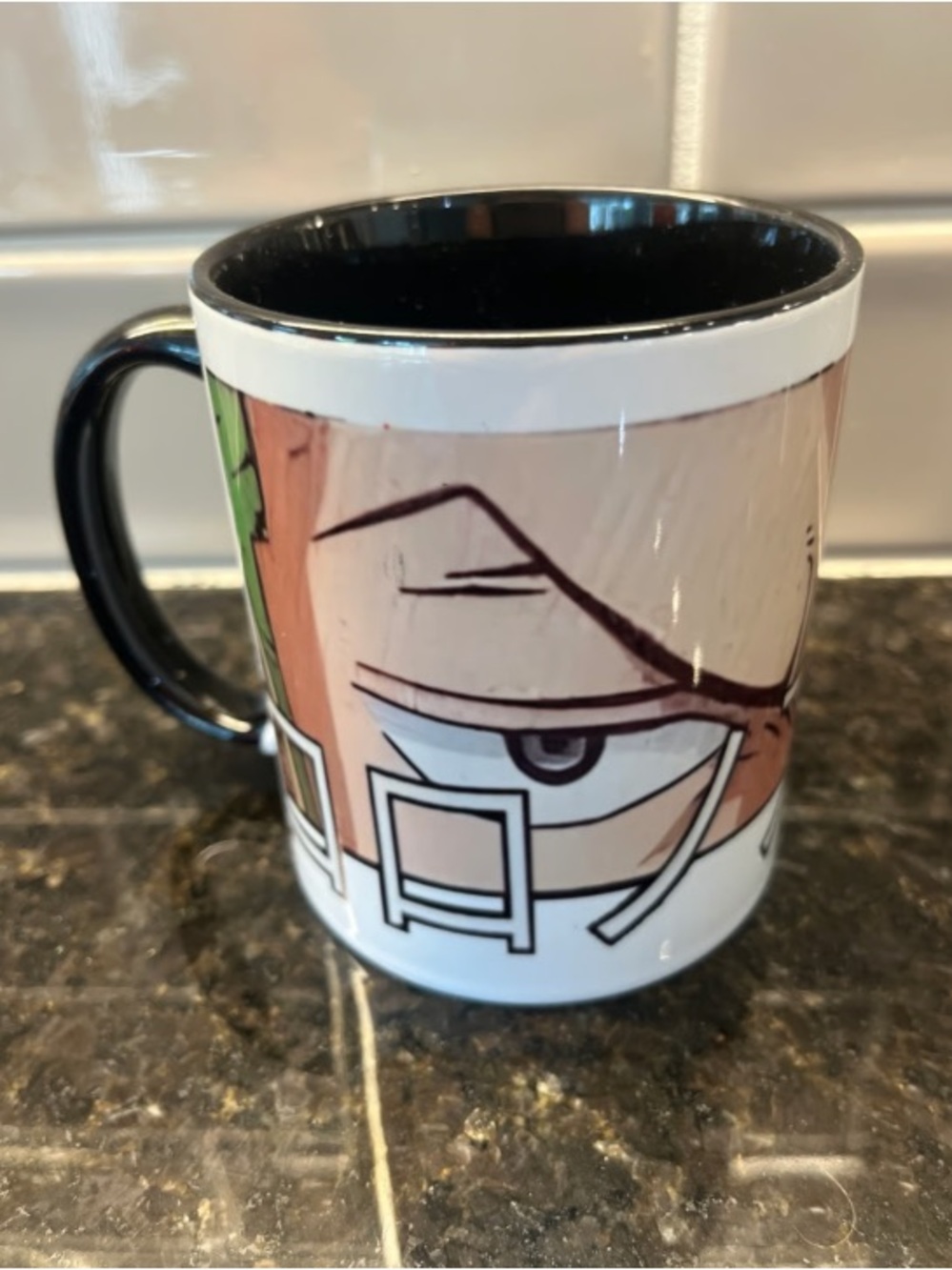 Anime Graphic Ceramic Mug in Black and White